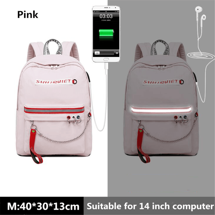 Waterproof Anti-Theft Women USB Port Backpack Laptop Travel School Shoulder Bag - MRSLM