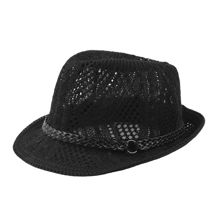 Women Summer Leather Belt Mesh Jazz Hat - MRSLM