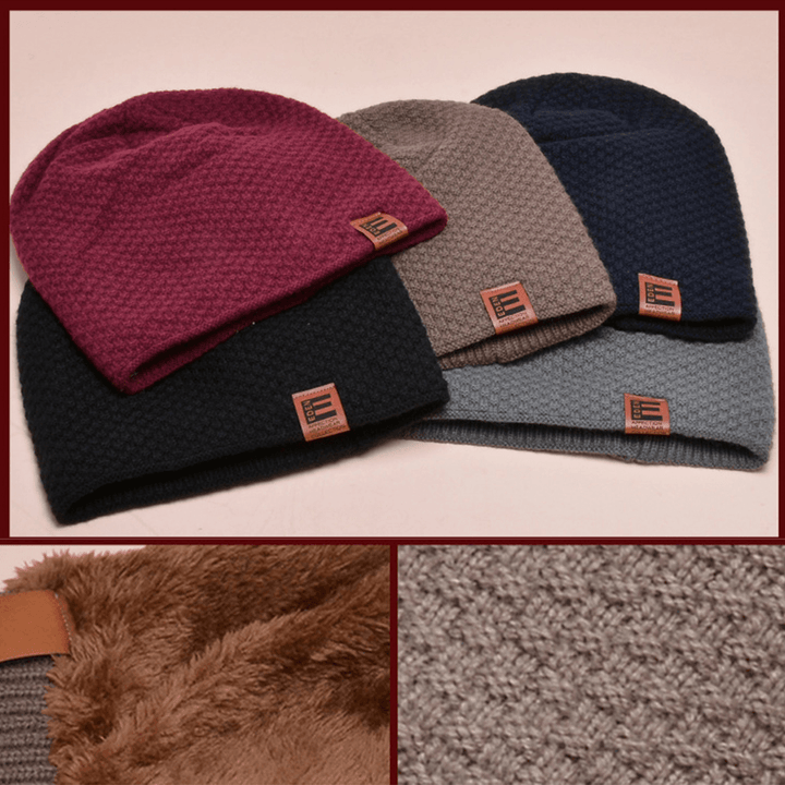 Unisex Wool plus Velvet Thick Winter Keep Warm Outdoor Casual Brief Woolen Hat Beanie - MRSLM