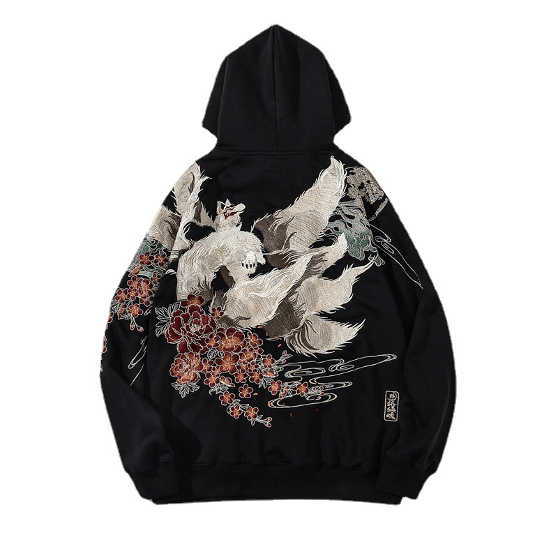 Men'S Hoodie Sweater Chinese Style Full Width Embroidery - MRSLM