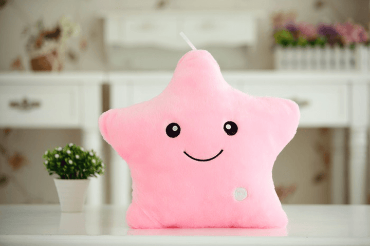 Smile Star LED Flash Light Stuffed Cushion Soft Cotton Plush Throw Pillow Decor Children Valentines Gift Toy - MRSLM