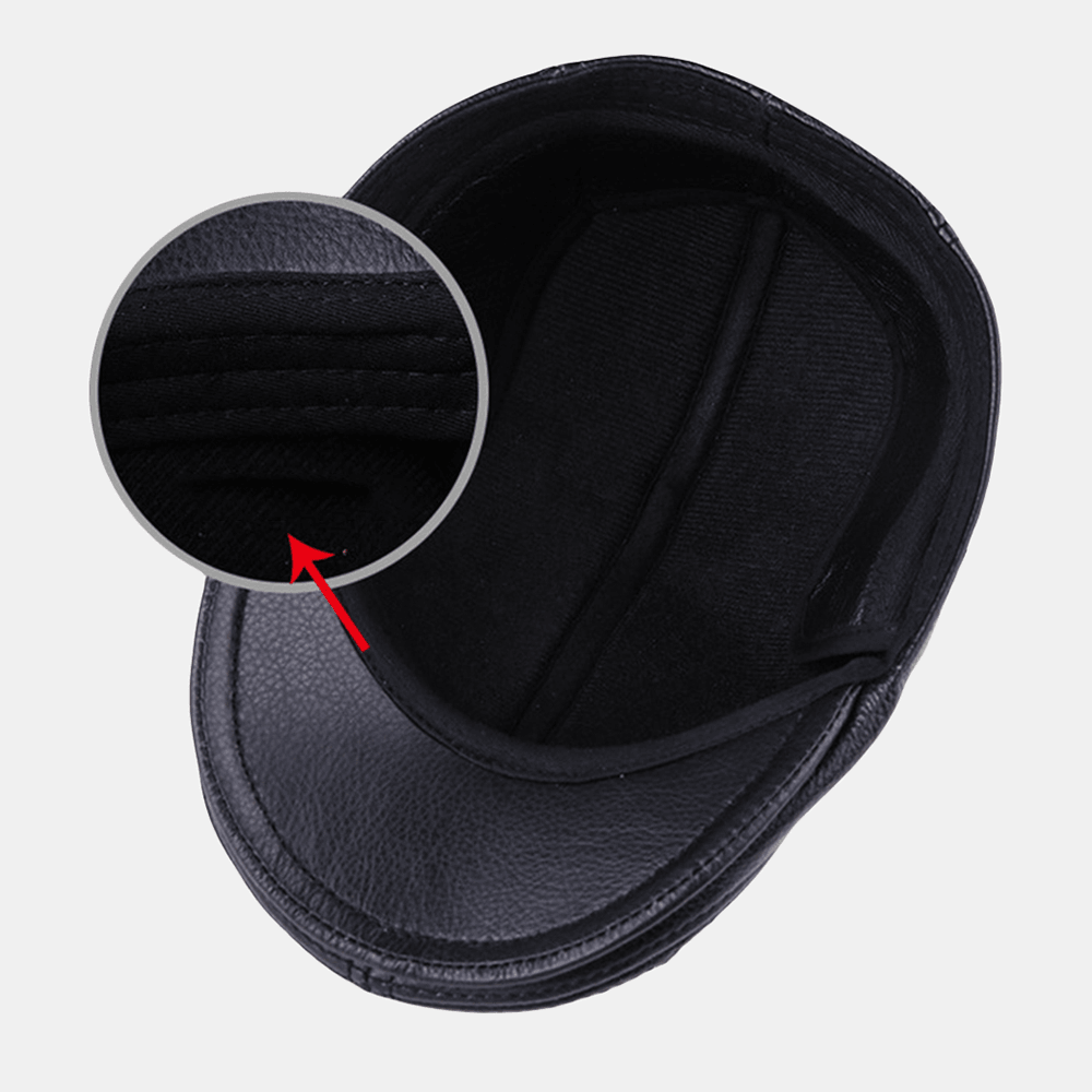 First Layer Cowhide Men'S Leather Beret Hats Fashion Forward Hat Beret Caps - MRSLM
