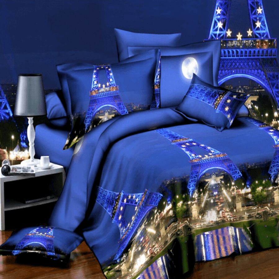 4PCS 3D Duvet Covers Quilt Cover Set Bedding Sets Pillow Cover Queen King Size Bed - MRSLM
