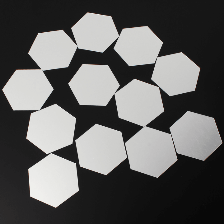 12Pcs 8Cm Mirror Wall Sticker Hexagon Removable Acrylic 3D Mirror DIY Home Room Decor Art - MRSLM