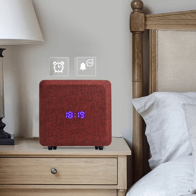 Wireless Bluetooth Speaker Alarm Clock Wooden Home Retro Radio Timebox LED Digital Table Music Clock - MRSLM