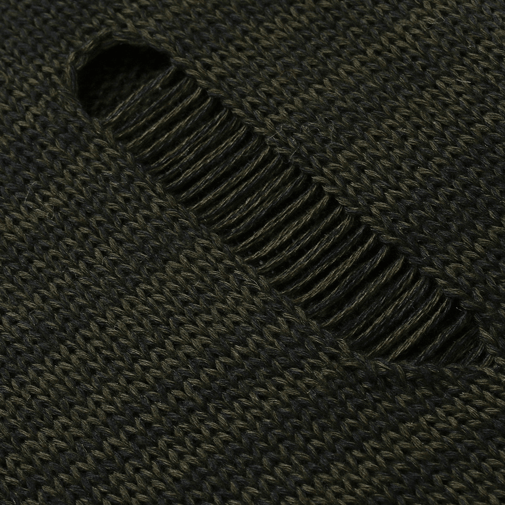 Men'S Casual Knit Sweater Diagonal Pull Hole Hooded Cardigan Sweater Men - MRSLM