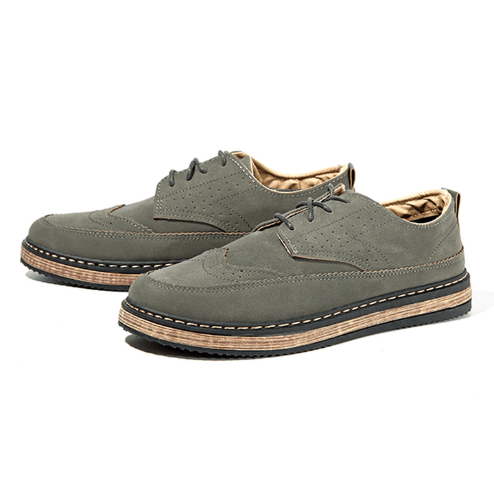 Men Casual Retro British Style Leather Brogue Oxfords Shoes - MRSLM