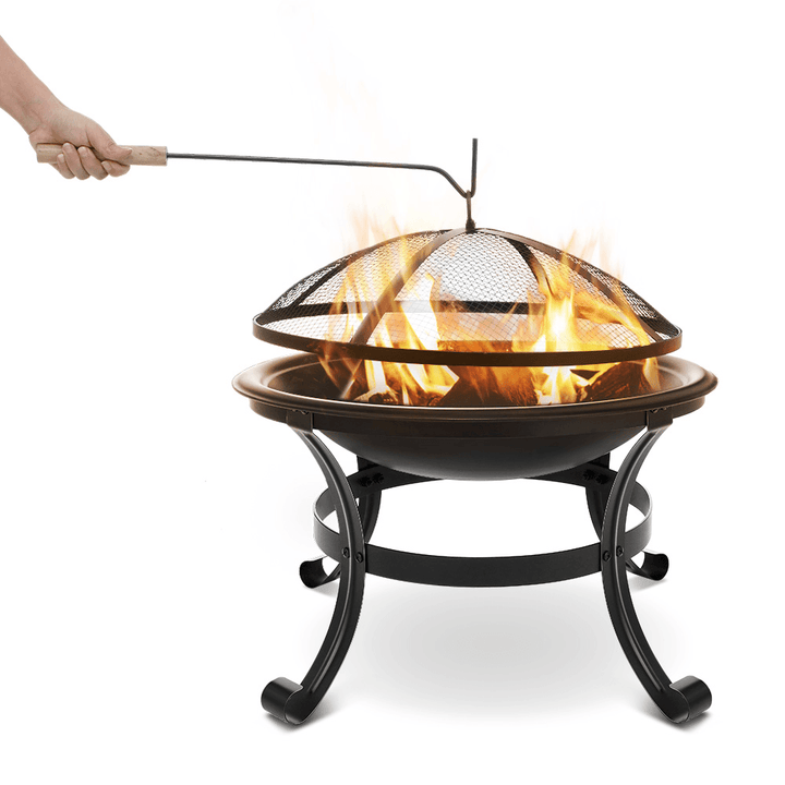 [US/ EU Direct] XMUND XM-CG1 22 Inch Steel Fire Pits Firepit with Mesh Screen Durability and Rustproof Fire Bowl BBQ Grill for Outdoor Wood Burning Camping Bonfire Garden Beaches Park - MRSLM