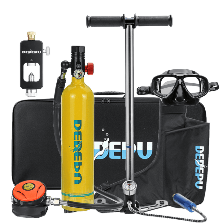 DEDEPU 6 Pcs Diving Scuba Tank Oxygen Cylinder Pump Air Adapter Diving Glasses Underwater Breathing Equipment with Storage Bag - MRSLM