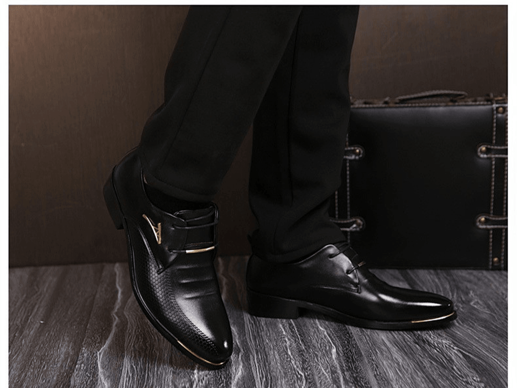 Men'S Business Dress Formal Oxfords Leather Loafers Flat Lace up Casual Shoes - MRSLM