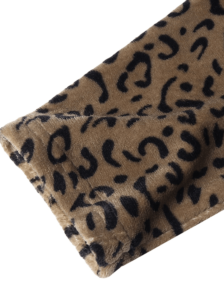 Women Casual Zip up Leopard Print Hooded Coats - MRSLM