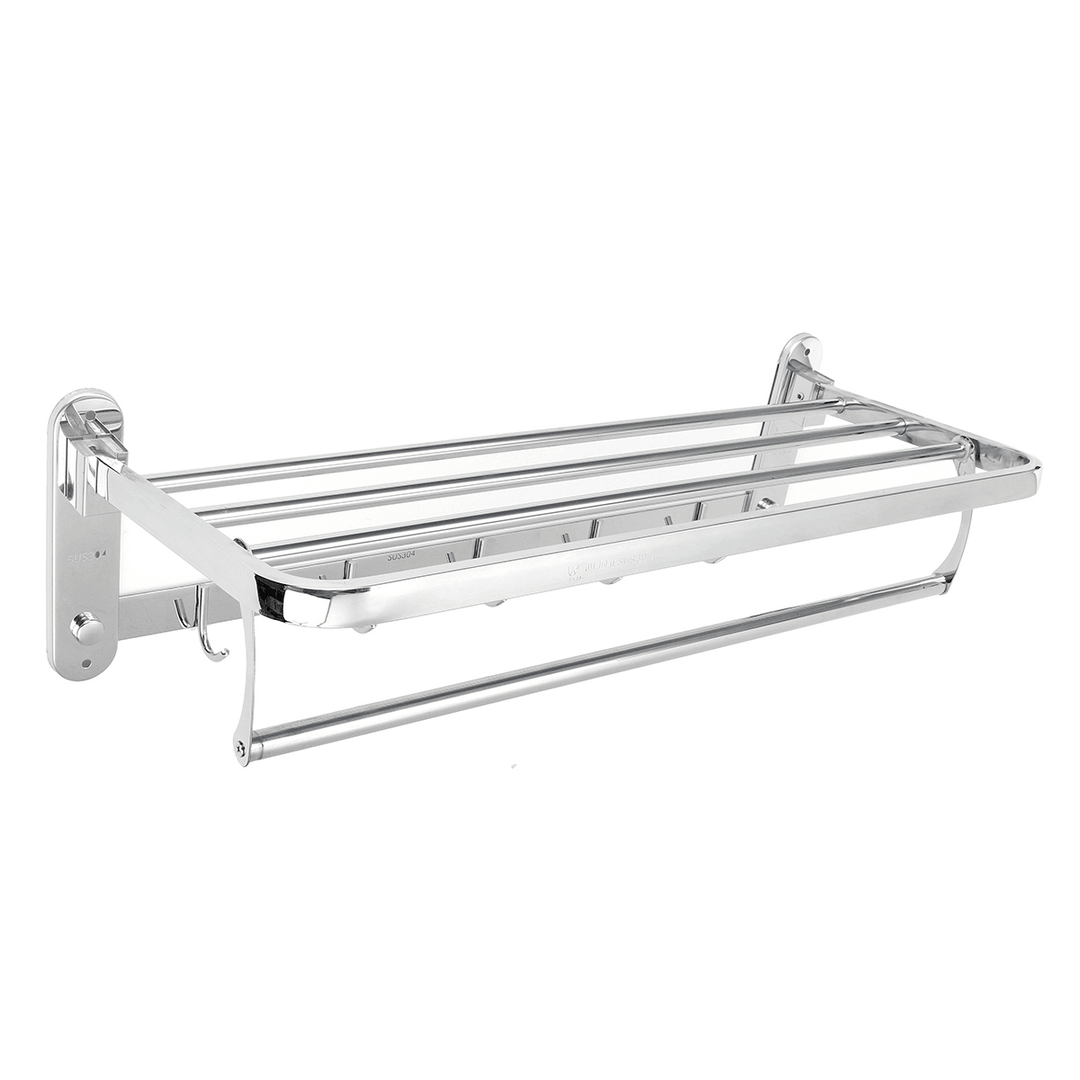 Bakeey 304 Stainless Steel Perforated Towel Rack Double Rod Shelf Strong Bearing Capacity for Home Hotel - MRSLM