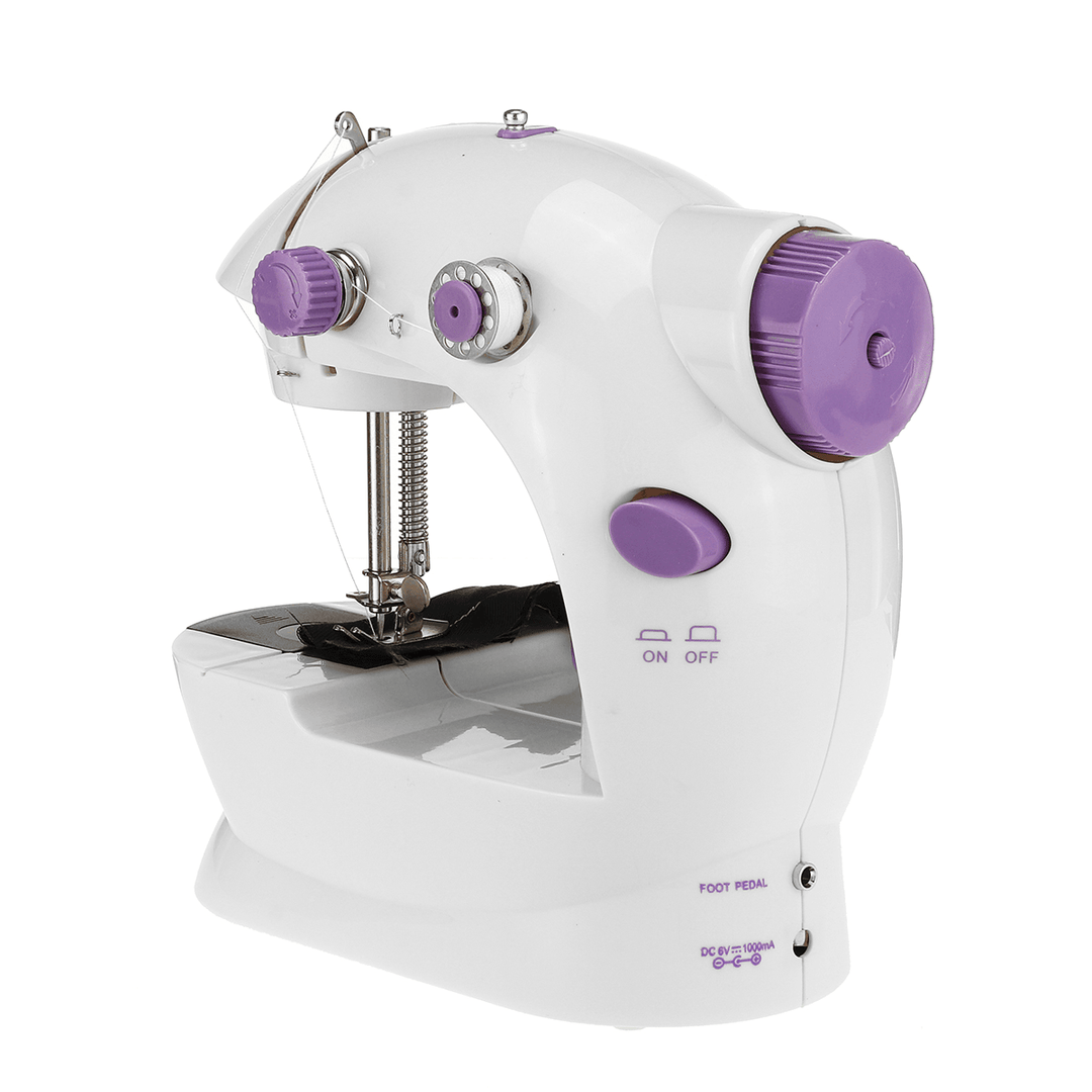 Mini Portable Electric Sewing Machine Stitch Sew Needlework Cordless Clothes Fabrics Sewing Machine W/ Light - MRSLM