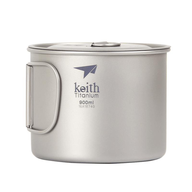 Keith Ti3209 Titanium 900Ml Folding Handle Soup Pot Lightweight Noodles Cup Water Cup Camping Travel Picnic - MRSLM
