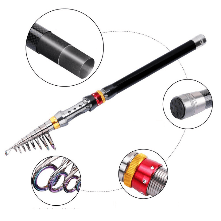 ZANLURE 1.8-3.6M Carbon Fiber Telescopic Fishing Rod Mini Portable Spinning Rod Sea Fishing Rod - MRSLM