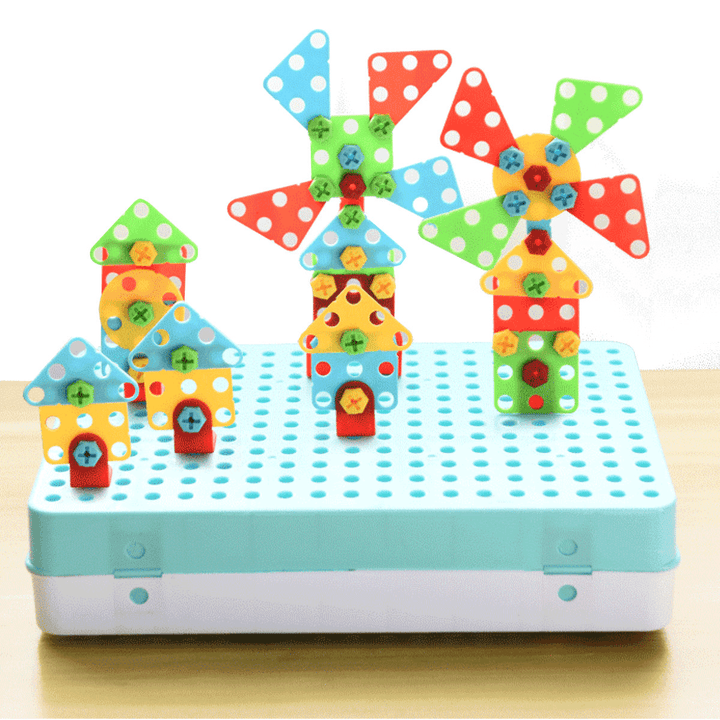 316PCS 3D Creative Electric Drill Set Drilling Screw Mosaic Puzzle Toys Christmas Gift - MRSLM