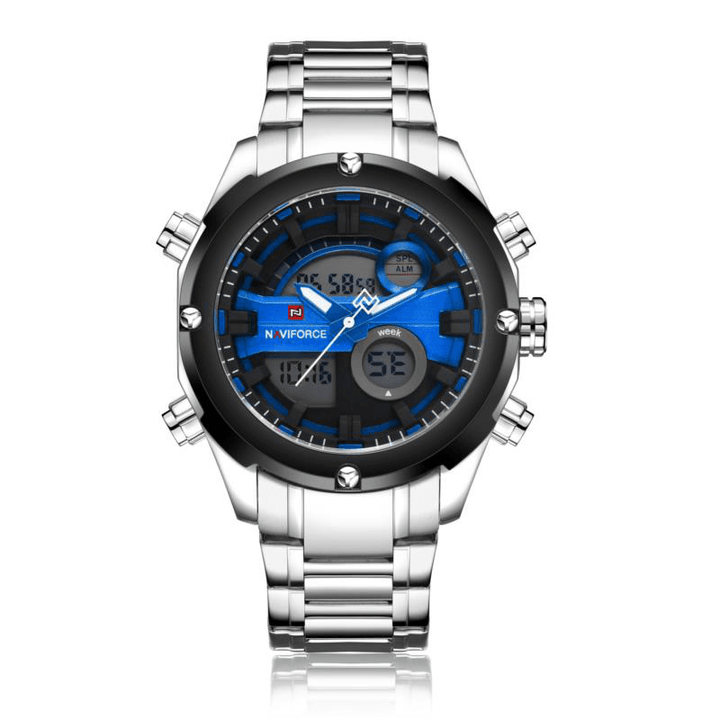 NAVIFORCE NF9088 Fashion Men Dual Display Watch Luxury Stainless Strap Sport Watch - MRSLM