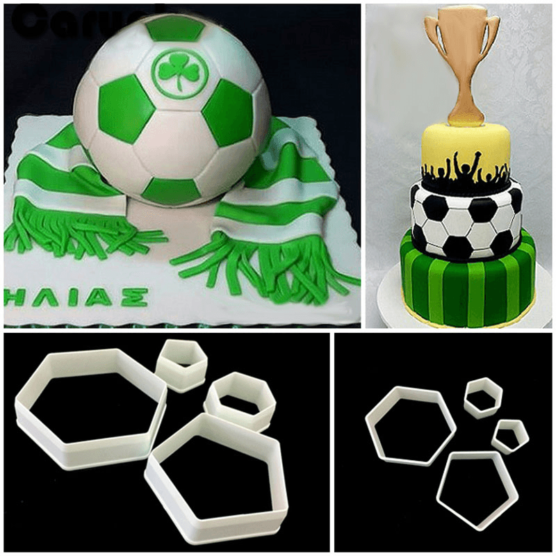 4Pcs Football Fondant Cutter Plastic Cutter Fondant Molds Cake Decorating Molds Cake Moulds Chocolate Moulds Baking Mold - MRSLM