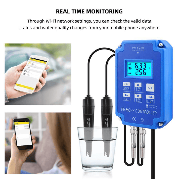 PH-803W Wireless WIFI Connection PH ORP Controller Ph Meter ORP Computer Detector - MRSLM