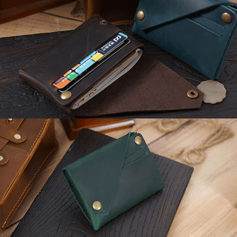 Men Genuine Leather Detachable Multi-Card Slots Card Holder Money Clips Small Mini Wallet Coin Purse - MRSLM