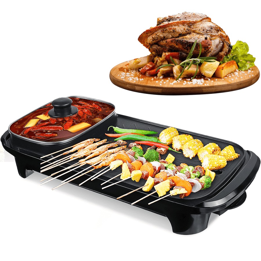 Multi-Function Electric Grill Smokeless Non-Sticky Environmentally Friendly Electric Hot Pot High Precision Stainless Steel Grill - MRSLM