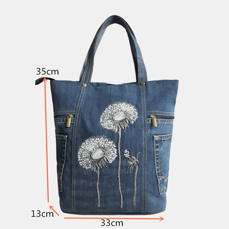 Women Flower Print Canvas Handbag Shoulder Bag Handbag - MRSLM