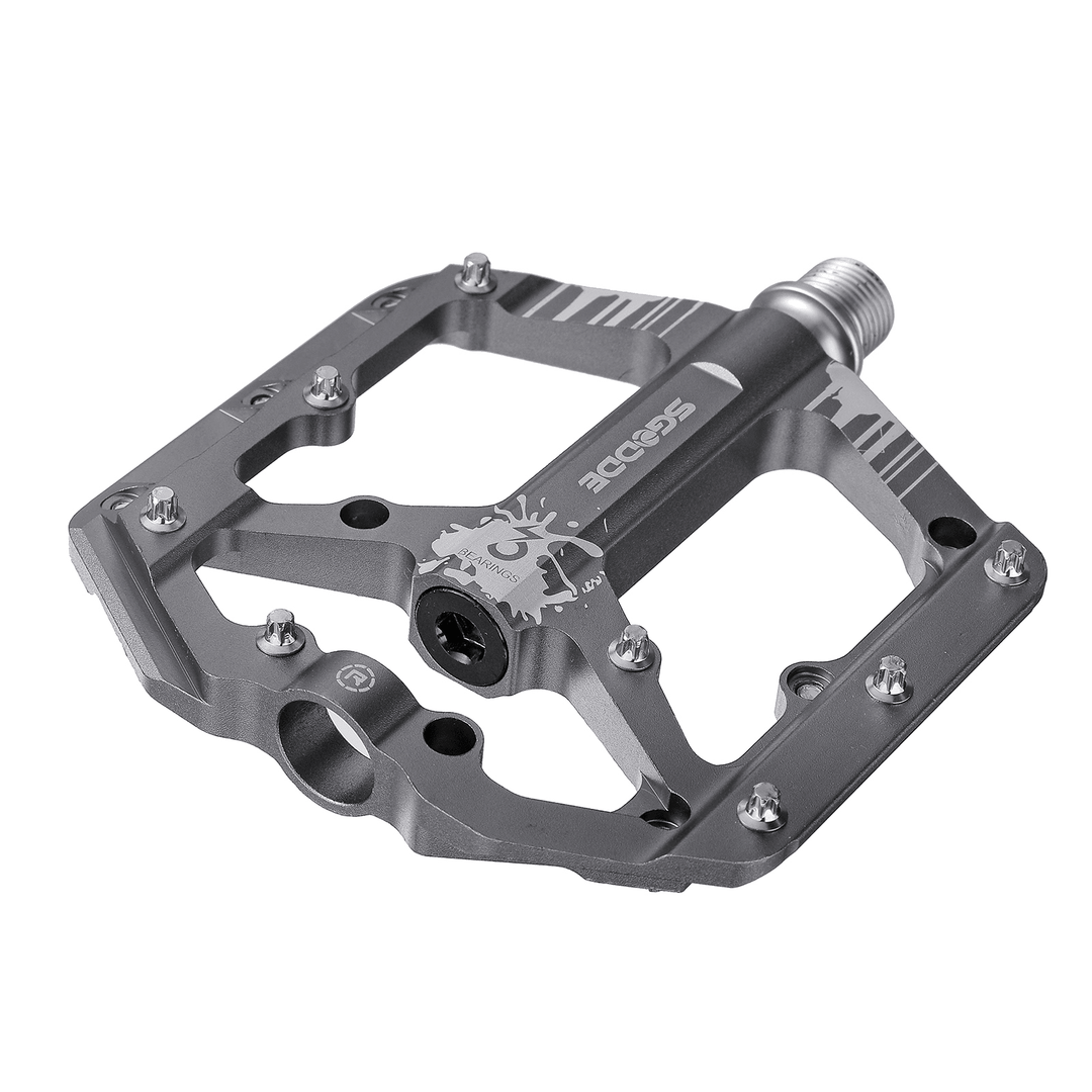 SGODDE Mountain Bike Pedals Platform Bicycle Flat Alloy Pedals Non-Slip Outdoor Cycling Flat Pedals - MRSLM