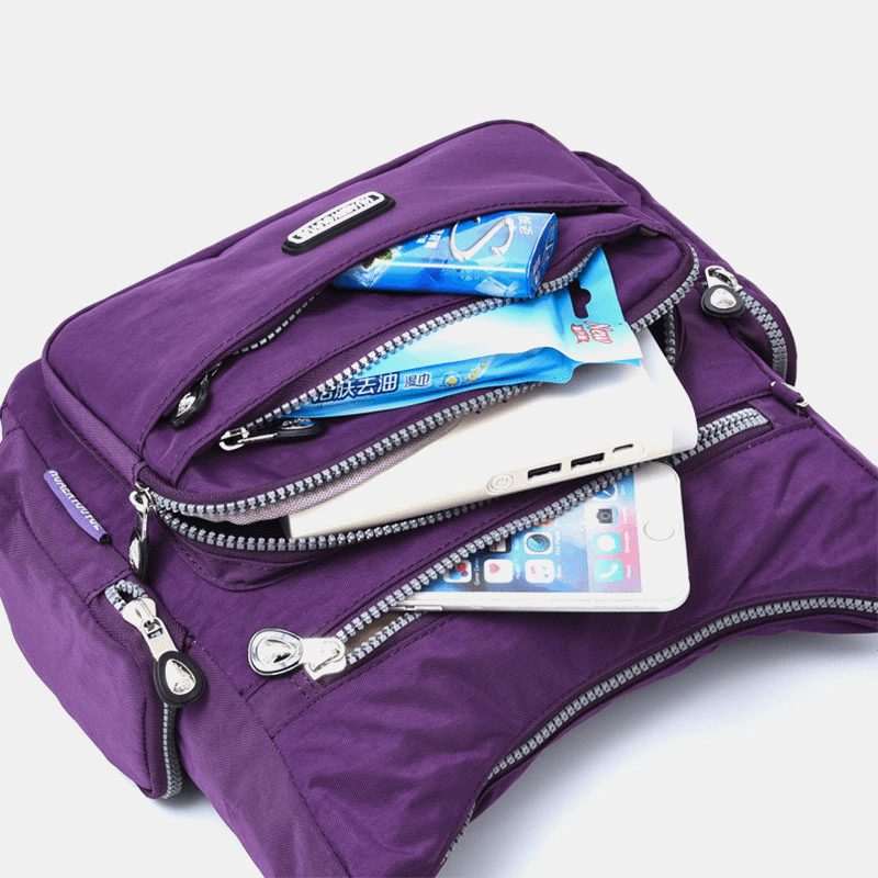 Women Waterproof Multi-Pocket Solid Casual Crossbody Bag Shoulder Bag - MRSLM