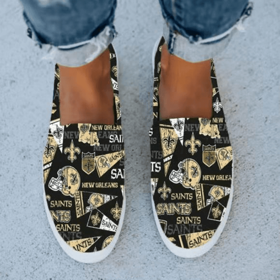 Women Casual Printing Letter Pattern round Toe Flat Canvas Shoes - MRSLM