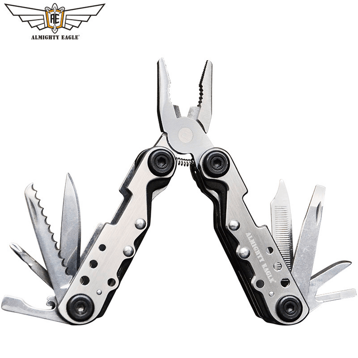 ALMIGHTY EAGLE 11 in 1 Multi-Function Folding Portable EDC Tool Bottle Opener Sharp Pocket Multitool Pliers Saw Knife Blade Screwdriver Indoor and Outdoor Tools - MRSLM