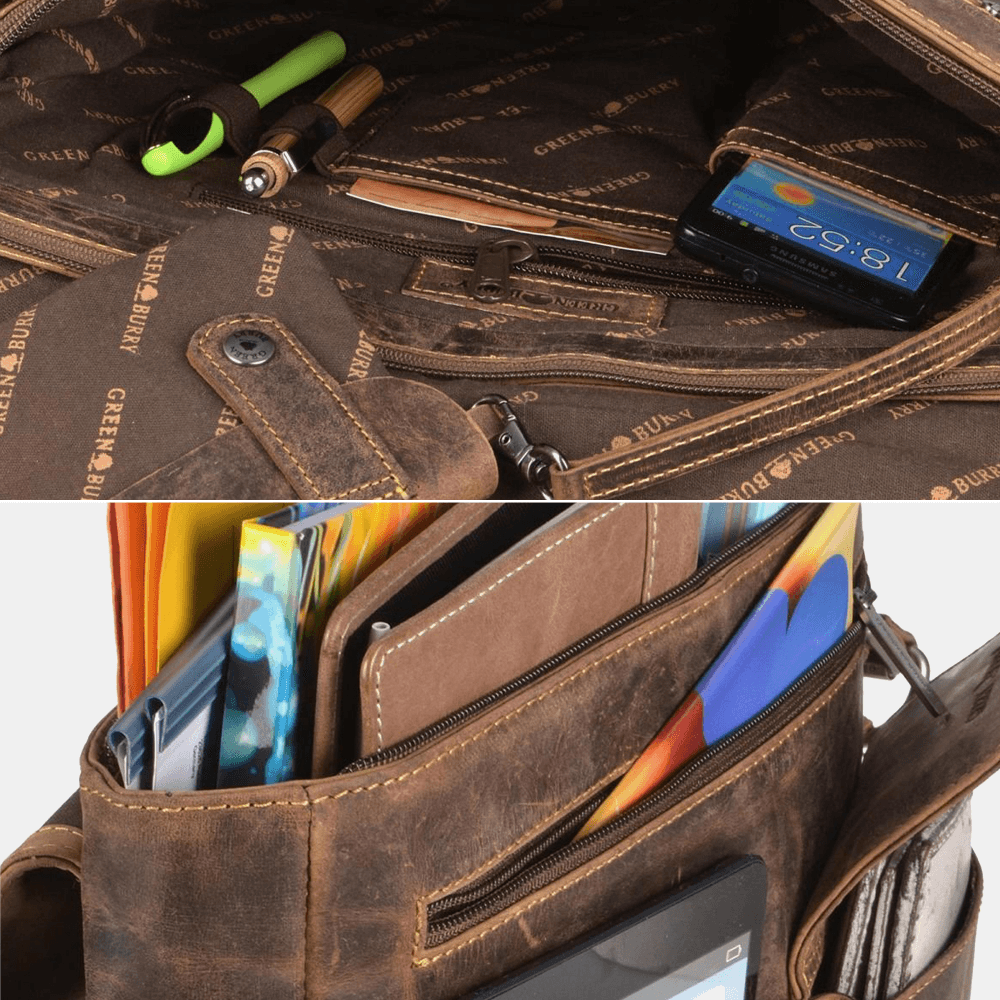 Men PU Leather Multifunction Anti-Theft Large Capacity Multi-Pocket Crossbody Bag Shoulder Bag - MRSLM
