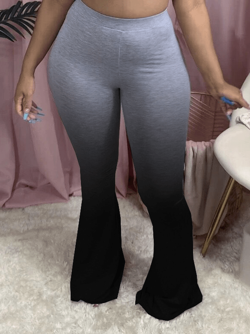 Women Gradient Elastic Waist Bell-Bottoms Casual Pants - MRSLM