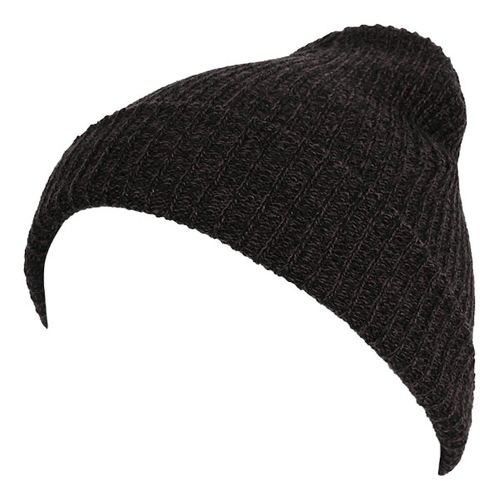 Unisex Men Women Stripe Knitted Slouch Beanie Hat Pure Color Elastic Winter Warm Cap - MRSLM