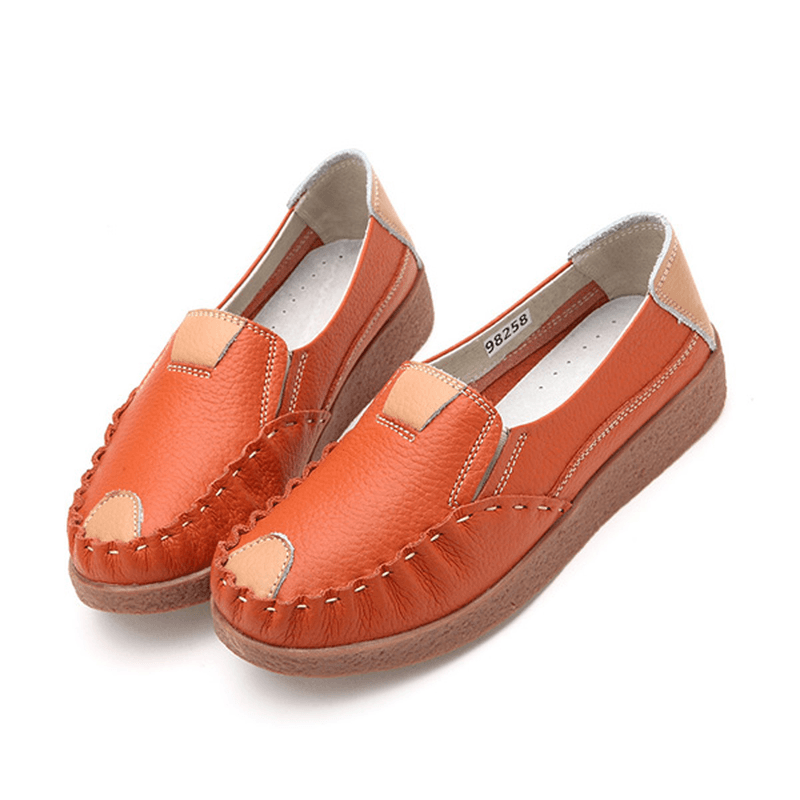 Women Autumn Flats Soft Sloe round Toe Shoes Color Matching Flat Loafers - MRSLM