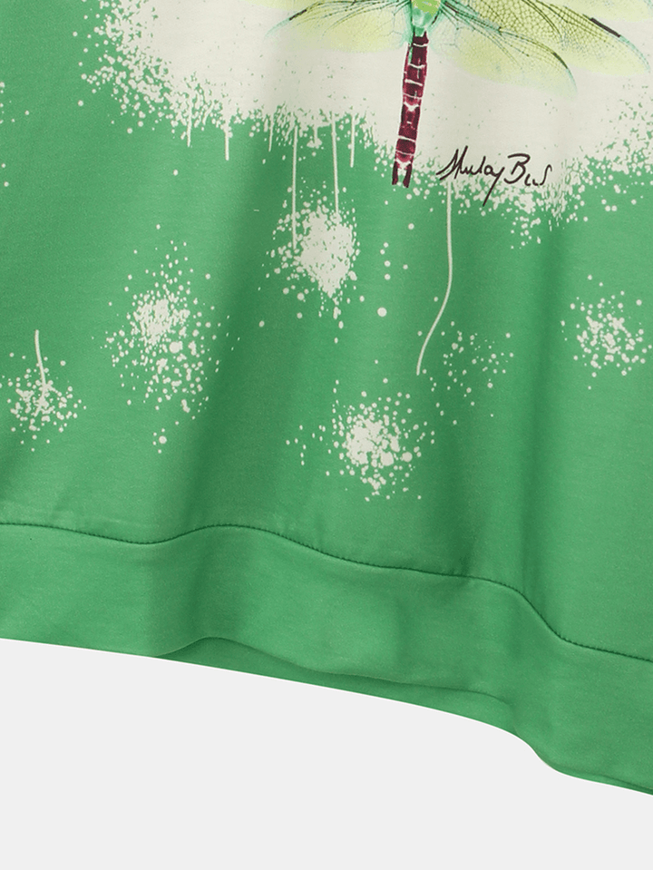 Women Christmas Dragonfly Tree Print Long Sleeve Casual T-Shirt - MRSLM