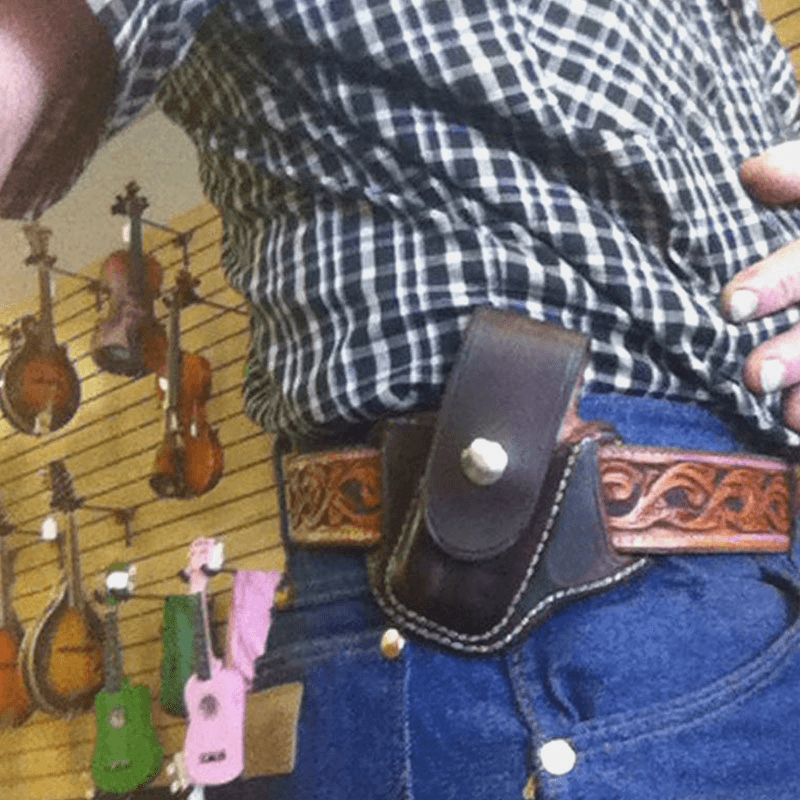 Men Vintage Genuine Leather EDC Bag Tooling Bag Waist Bag Belt Bag - MRSLM