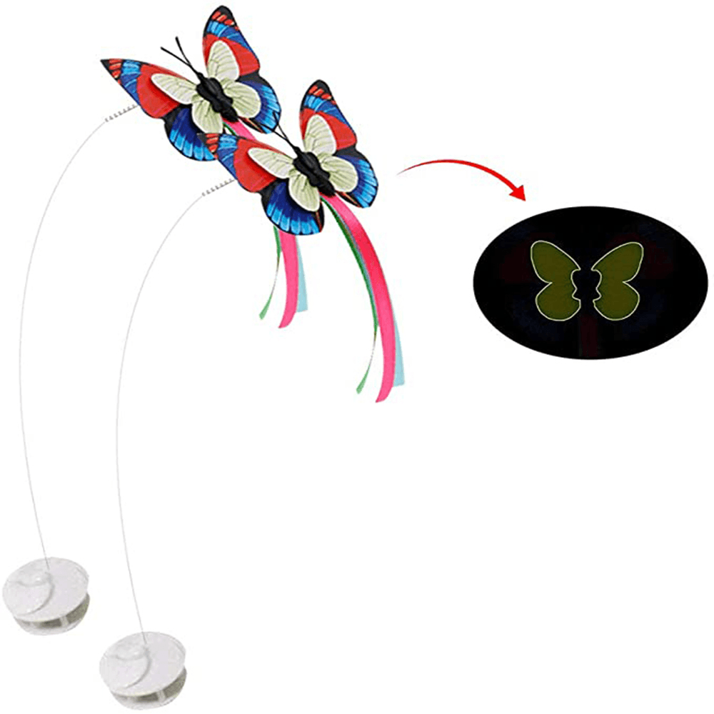 Electric Vibrate Rotating Cat Toys Funny Exercise Cat Toys Teaser with Butterfly Replacement for Pet Toy - MRSLM