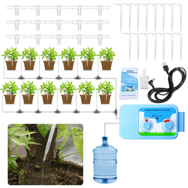 34Pcs/Set Intelligent Garden Automatic Watering Device Set W/ 10M Hose Flower Drip Irrigation Watering Tool Kits Water Timer DIY System - MRSLM