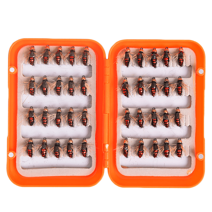 LEO 40Pcs/Lot Fly Fishing Lure Set Artificial Bait for Pesca Fish Fishing Hooks Tackle with Box - MRSLM
