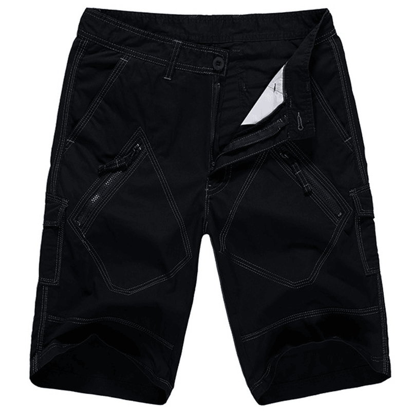 Large Size 30-40 Casual Cargo Shorts Summer Men'S Solid Color Mulit Pockets Knee Length Shorts - MRSLM