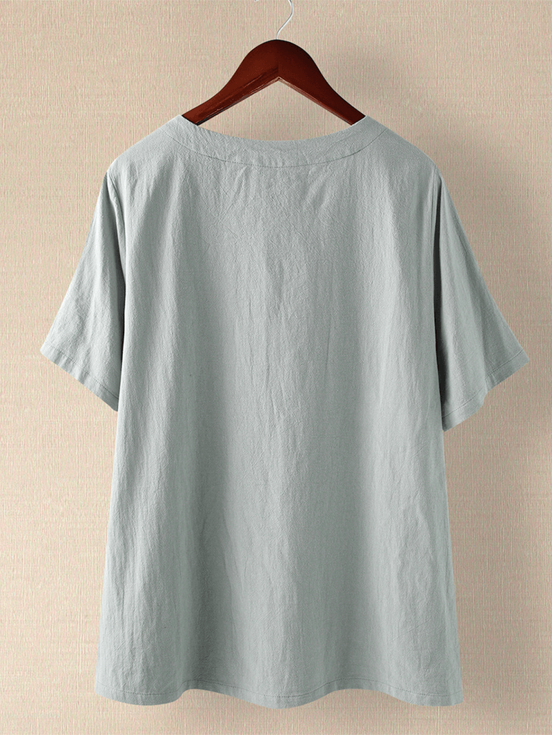 Cartoon Print Cotton round Neck Short Sleeve Casual T-Shirts for Women - MRSLM