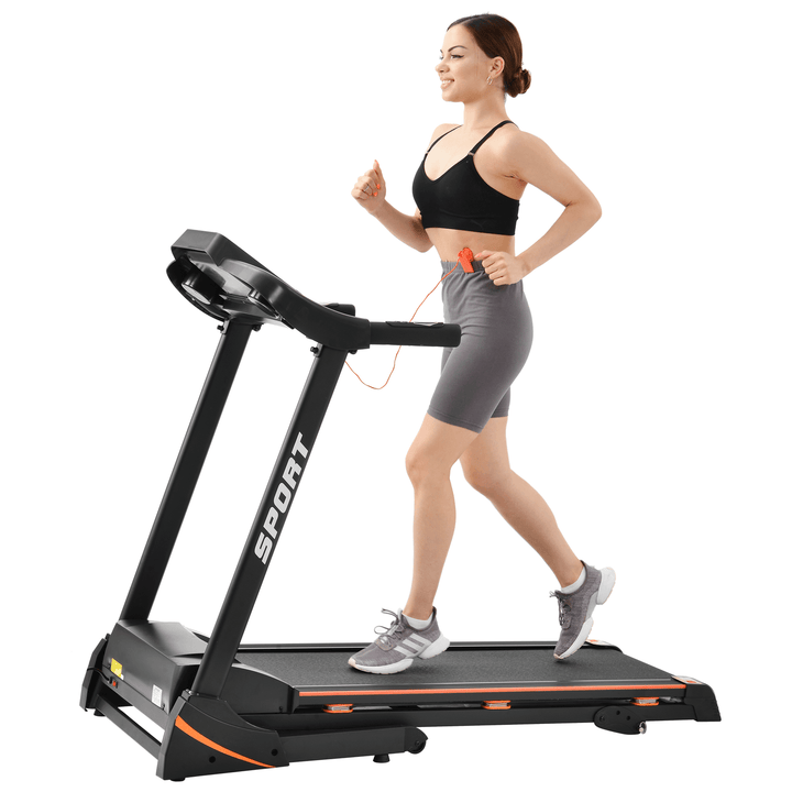 [USA Direct] 14.8Km/H 3.5HP Folding Treadmill 12 Programs Electric Running Machine Fitness Gym Home Max Load 330Lbs US Plug - MRSLM