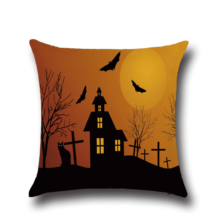 Halloween Bat Owl Pattern Pillowcase Cotton Linen Throw Pillow Cushion Cover Seat Home Decoration Sofa Decor - MRSLM
