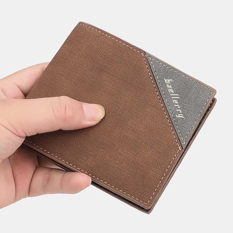 Baellerry Men Faux Leather Retro Casual Short Multi-Slot Foldable Card Holder Wallet - MRSLM