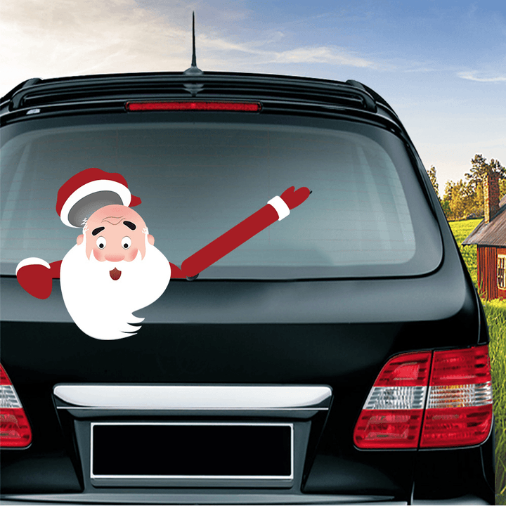Christmas Car Rear Window Wiper Scraper Sticker Detachable Creative PVC Car Decor Sticker UV Protected - MRSLM
