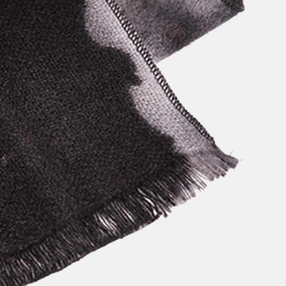 Women Retro Flower Tie-Dye Print Shawl Fashion Artificial Cashmere Dual-Use Thicken Warmth Tassel Scarf - MRSLM