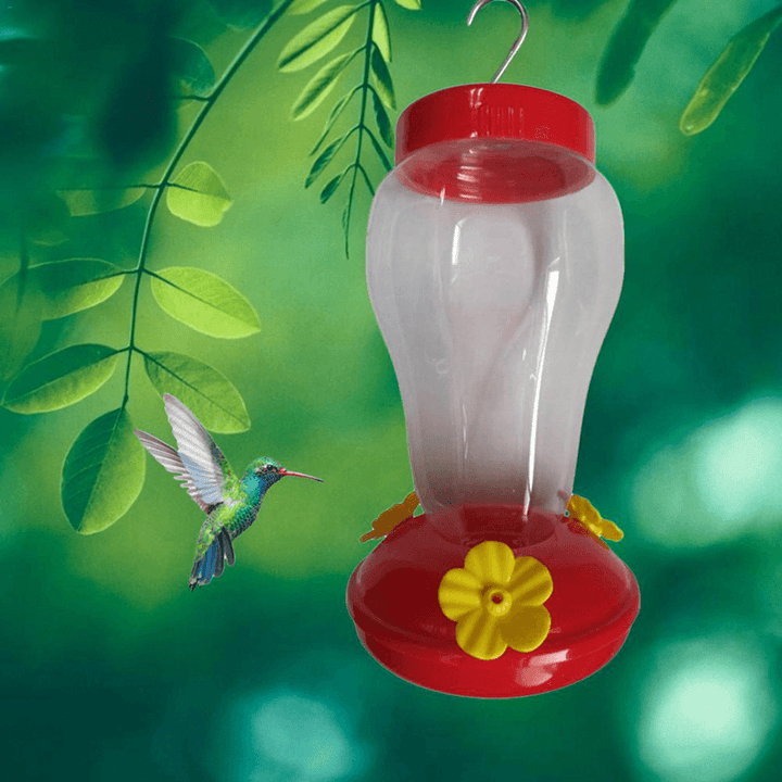 Bird Water Feeder Bottle Hanging Hummingbird Feeder Garden Outdoor Plastic Flower Iron Hook Bird Feeder for Outside/Inside - MRSLM