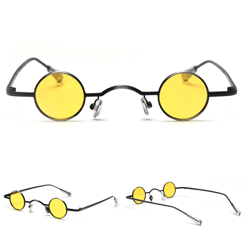 Retro Super Small Frame Concave Shape round Frame Sunglasses Women - MRSLM