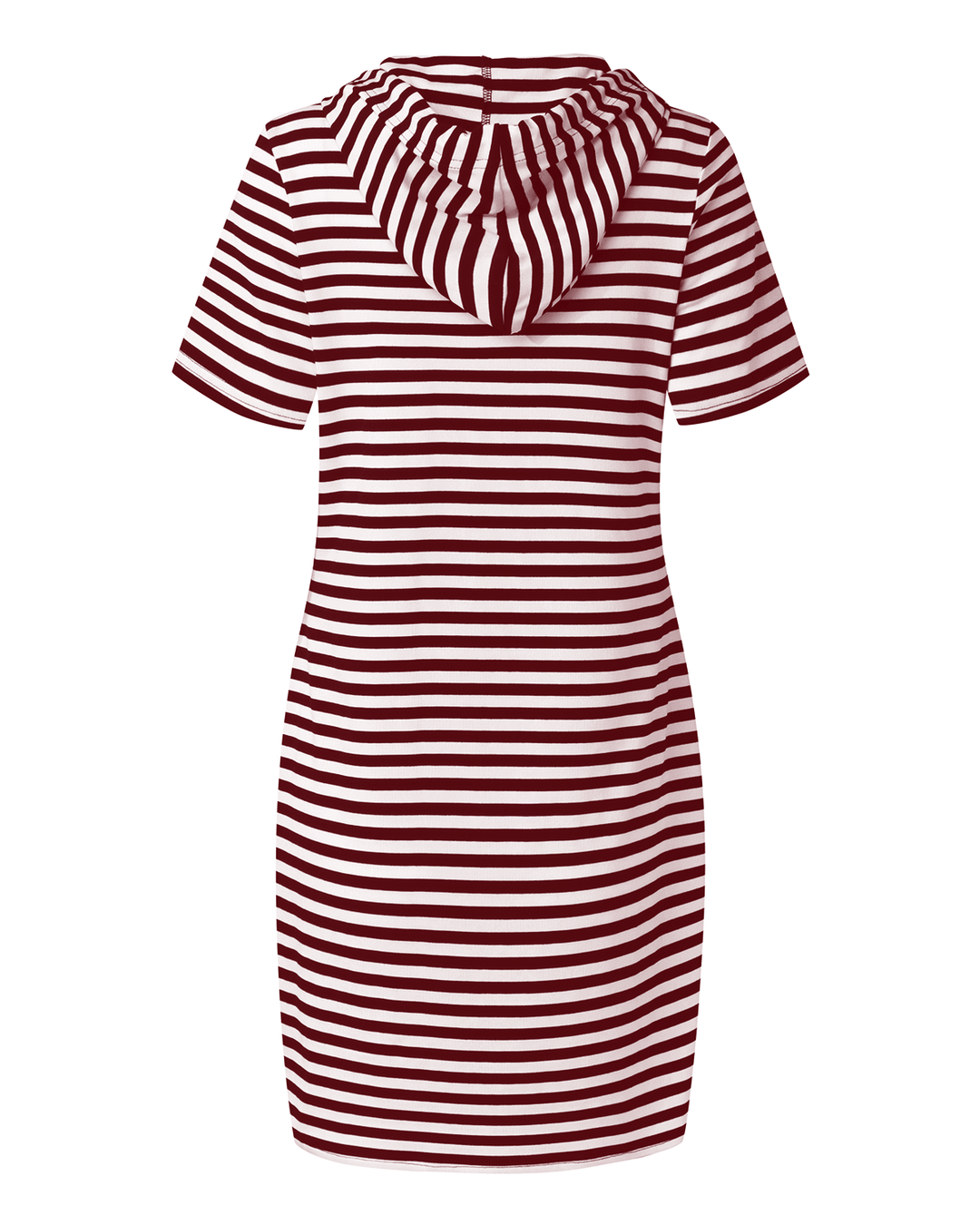 Striped Drawstring Short Sleeve Casual Shirt Pocket Dress - MRSLM