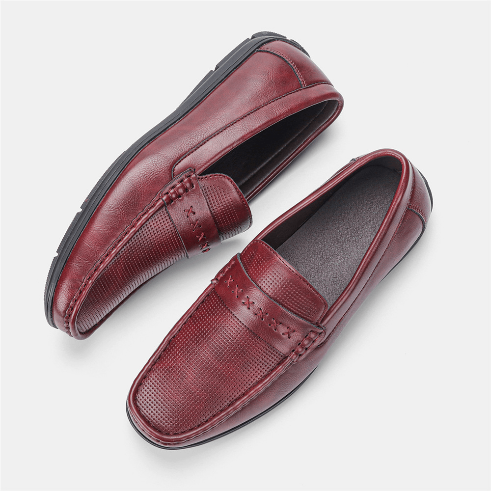 Men Microfiber Leather Breathable Soft Sole Slip on Comfy Vintage Casual Driving Shoes - MRSLM